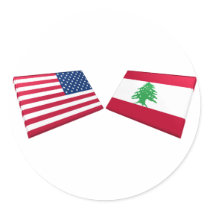 US & Lebanon Flags stickers