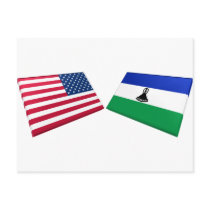 US & Lesotho Flags postcards