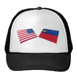 US & Liechtenstein Flags Hats