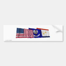 US, Louisiana and New Orleans Flags Bumper Sticker