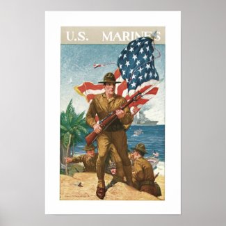 US Marines - w/Flag print