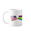 US & Mauritius Flags mugs