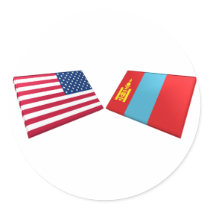 US & Mongolia Flags stickers