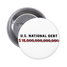 US National Debt Pinback Button
