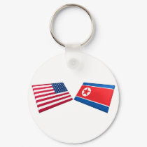 US & North Korea Flags keychains