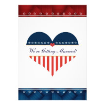 US Patriotic Heart Military Wedding Invitation