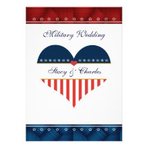 US Patriotic Heart Personalized Wedding Invitation