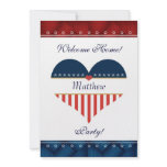 US Patriotic Heart Welcome Home Party Invite