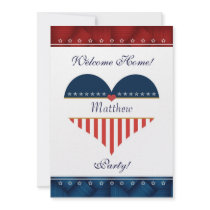 US Patriotic Heart Welcome Home Party Invite