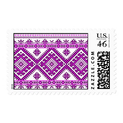US Postage Ukrainian Embroidery Graphic Purple