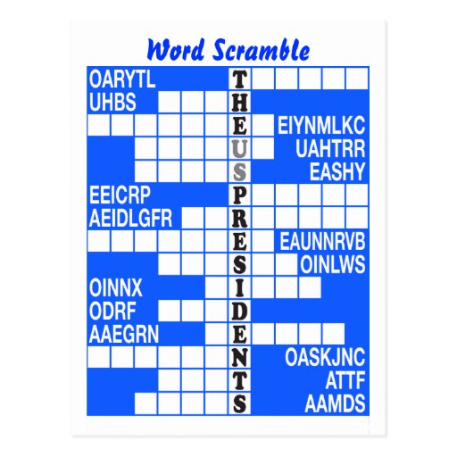 us-presidents-word-scramble-postcard-zazzle