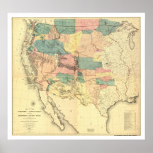 US Railroad Survey Map 1858 Print