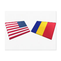 US & Romanian Flags Postcard