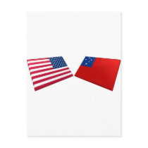 US & Samoa Flags postcards