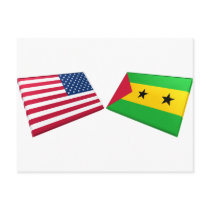 US & SaoTome and Principe Flags postcards