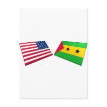US & SaoTome and Principe Flags postcards