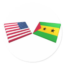 US & SaoTome and Principe Flags stickers