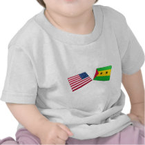 US & SaoTome and Principe Flags t-shirts