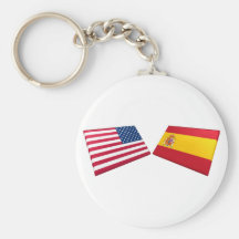 US & Spain Flags Keychains