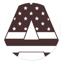 US stars stripes Letter A Round Stickers