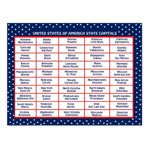 US State capitals Postcard