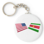 US &amp; Suriname Flags Key Chain