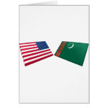 US & Turkmenistan Flags cards