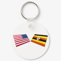 US & Uganda Flags keychains
