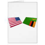 US & Zambia Flags Cards