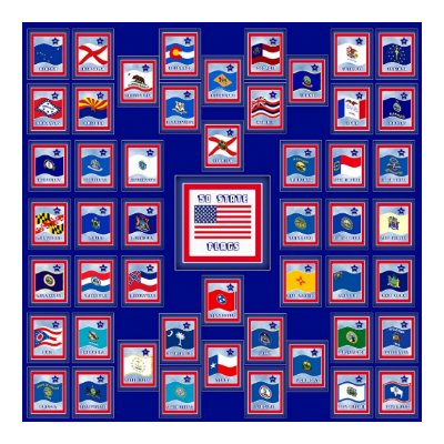 USA 50 STATE FLAGS BLUE/555 PRINT by JOSEPHINEB3