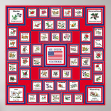 USA 50 STATE FLOWERS RED/560 POSTER