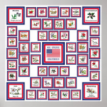USA 50 STATE FLOWERS WHITE/559 PRINT