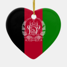 USA & Afghanistan Flag Heart Ornament