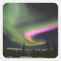 USA, Alaska, Chena Hot Springs. Aurora 2 Square Stickers