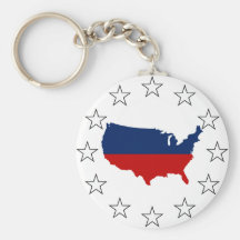 USA All Red White & Blue Keychains