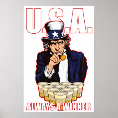 USA: Always A Winner" Beer Pong Poster