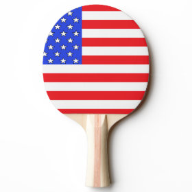 USA America Red White and Blue Ping Pong Paddle