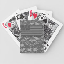 USA American Flag Gray Night Camo playing cards
