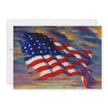 USA American Flag Waves Clouds Blank Invitations