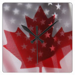 USA and Canada flags clock
