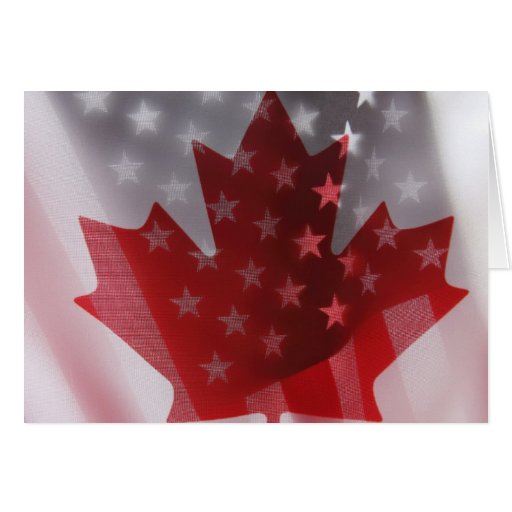 USA and Canada flags notecard