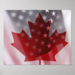 USA and Canada flags poster