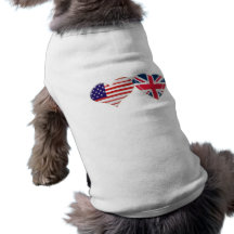 USA and UK Heart Flag Design Doggie T Shirt