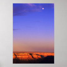 USA, Arizona, Grand Canyon NP. Moon in sky as Print