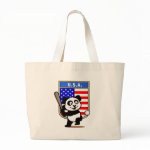 This cute little panda is ready to play for the American team! Panda holds a bat and is about to swing at the ball. Great for fans of the USA baseball team or American baseball players.