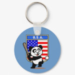 This cute little panda is ready to play for the American team! Panda holds a bat and is about to swing at the ball. Great for fans of the USA baseball team or American baseball players.