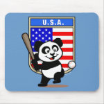 This cute little panda is ready to play for the American team! Panda holds a bat and is about to swing at the ball. Great for fans of the USA baseball team or American baseball players.