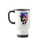 This cute little panda is ready to play for the American team! Panda holds a bat and is about to swing at the ball. Great for fans of the USA baseball team or American baseball players.