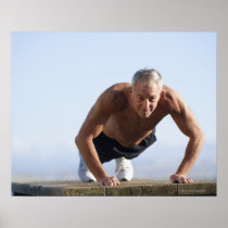 USA, California, Berkeley, Senior man exercising Print