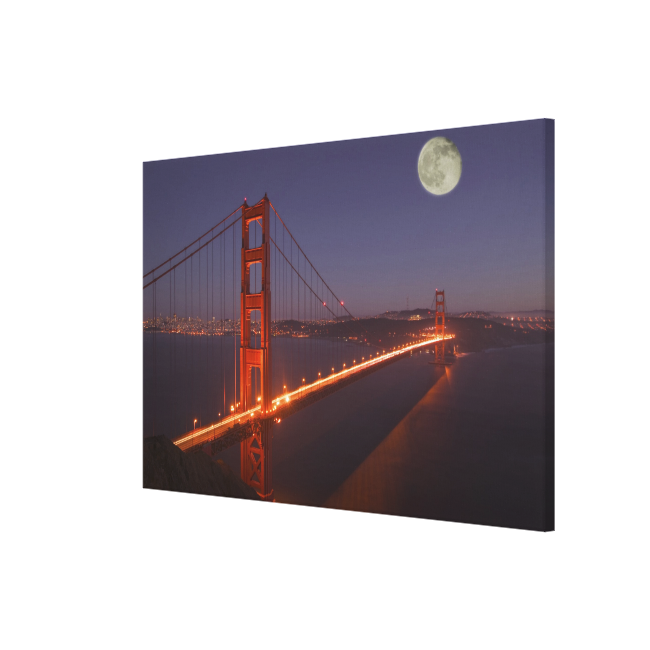 USA, California, Marin. Moonrise above the Stretched Canvas Print USA, California, Marin. Moonrise above the Stretched Canvas Print